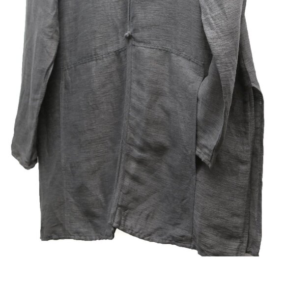 Eileen Fisher Italian Linen Blend Tunic Top Jacket Frog Closure Pockets Grey - Picture 11 of 11